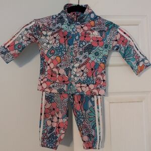 Adidas Kids Floral Rashguard Set - Pink and Blue